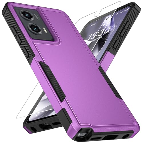 Vinve for Moto G Stylus 5G 2024 Case with HD Screen Protector, Military-Grade Shockproof & Dual-Layer Protection, Anti-Slip Grip Design Phone Case， Purple - color: Purple, size: Moto G Stylus 5G 2024