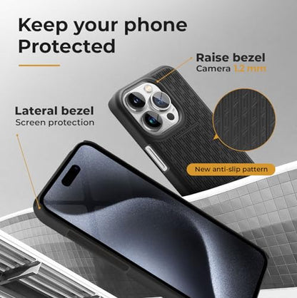 MOTIVE for iPhone 15 Pro Case with Belt Clip, Rigid, Kickstand | 6.1" | Ranger v1 Series, Black, 360° holster, open-top/open-bottom port access, textured grip, slim - size: iPhone 15 Pro