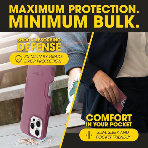OtterBox iPhone 16 Pro Max – Commuter Series Slim MagSafe Case - Foxberry | 3X Military Drop Protection - Dual-Layer Design - Pocket-Friendly - Raised Edges - Port Covers - Non-Retail Packaging - color: Foxberry