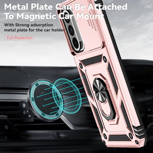 for Samsung Galaxy A36 5G Case with Slide Camera Cover HD Screen Protector [Military Grade 16ft. Drop Tested] Magnetic Ring Holder Kickstand Protective Phone Case for Galaxy A36 5G 2025, Rose Gold - color: Rose Gold w/ Slide Camera 2nd gen. Military Grade