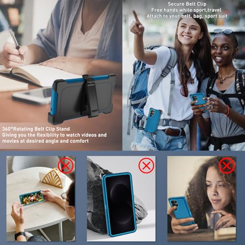 FOR Samsung Galaxy S26 ultra case, S26 ultra Heavy Duty case,with A Tempered Glass Screen Protector, [Military Grade Protective ] [Shockproof] [Dropproof] [Dust-Proof] (with Belt Clip-Lake Blue) - color: with Belt Clip-Lake Blue