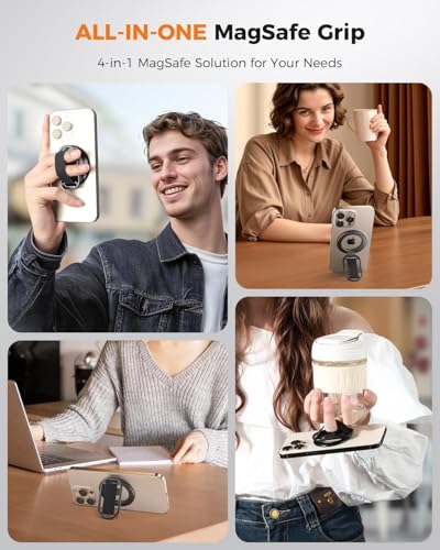 SUPERONE for MagSafe Phone Grip Kickstand, Removable Magnetic Ring Holder - color: Dark Gray