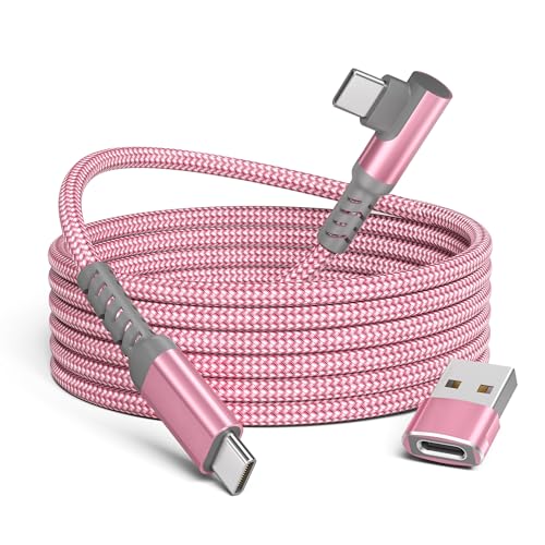 Basesailor 60W USBC to USBC Charger Cable 10FT with USB Adapter Right Angle - color: Pink, size: 10FT/3M