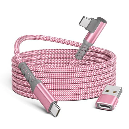 Basesailor 60W USBC to USBC Charger Cable 10FT with USB Adapter Right Angle - color: Pink, size: 10FT/3M