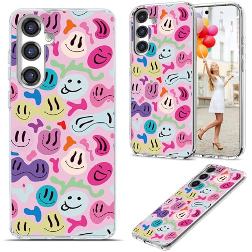 for Samsung Galaxy S24 FE Case for Girl Women Men, Full Protective Shockproof Slim Soft TPU Clear Phone Cover Cases for Galaxy S24 FE,Cute Cool Cartoon Colorful Happy Melting Smile Face - color: Happy Melting Smile Face
