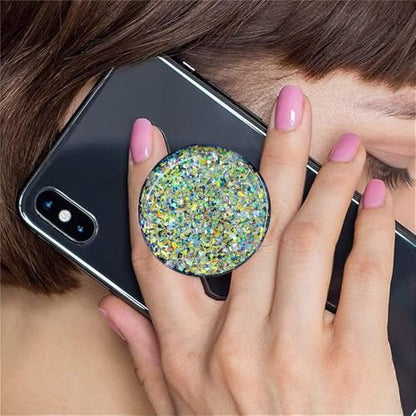 Magnetic Retractable Phone Stand, Phone Grip, Suitable for Round Foldable Phones and Tablet Accessories - Transparent ShinePowder (Magnetic Black and Silver) - color: Magnetic black and silver