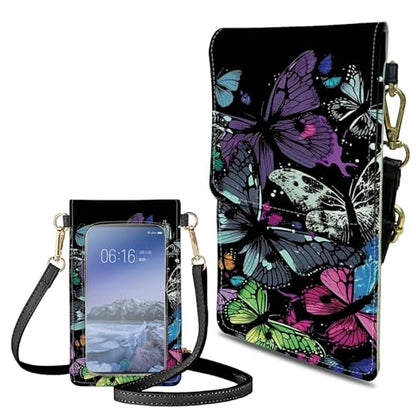 Small Crossbody Bags with Adjustable Shoulder Strap - color: Colorful Butterflies