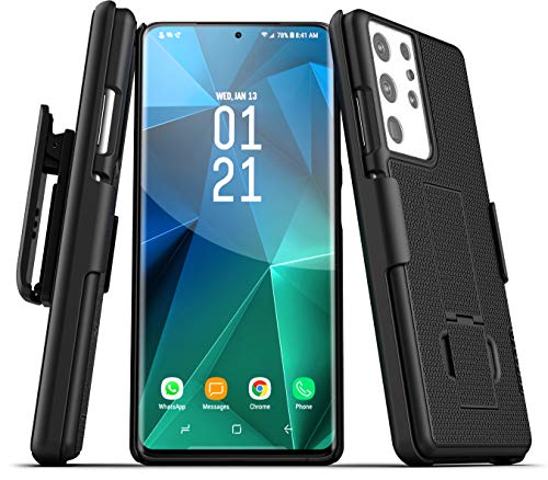 Encased DuraClip Designed for Samsung Galaxy S21 Ultra Belt Clip Case (2021) Slim Phone Cover with Holster - Black - size: S21 Ultra