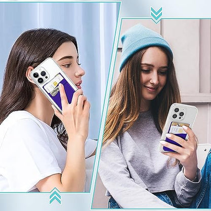 SHANSHUI Phone Card Holder, 3 Pack Cell Phone Sleeves Silicone Wallet for Credit ID Business Card Pocket Fitting for iPhone, Android and Most Smartphones - Black Purple Blue - color: Purple+Blue+Black
