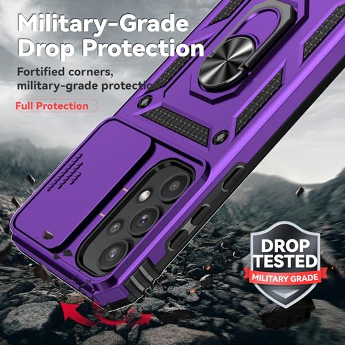 for Galaxy A35 5G Phone Case,Galaxy A35 5G Case,with Screen Protectors and Camera Cover,[Military Grade] 16ft.Drop Tested Cover with Magnetic Kickstand Protective Case for Samsung A35 5G, Purple - color: Purple