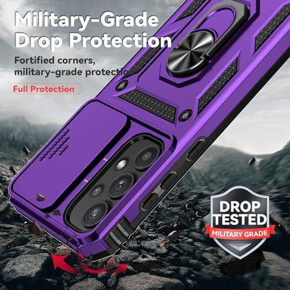 for Galaxy A35 5G Phone Case,Galaxy A35 5G Case,with Screen Protectors and Camera Cover,[Military Grade] 16ft.Drop Tested Cover with Magnetic Kickstand Protective Case for Samsung A35 5G, Purple - color: Purple