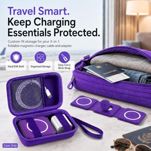 ANKHOH Travel Case for Iseyyox/for QUZUDN/for Ucomx 3 in 1 Wireless Charger - color: Purple