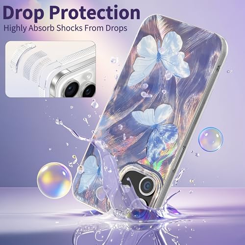 Compatible with iPhone 11 Case,with [Shockproof Protective][Camera Protection] Cute Butterfly Aesthetic Phone Cover Anti-Yellowing Soft Slim Cover for Women Girl-Blue - color: Blue Butterfly, size: iPhone 11