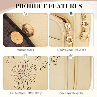 Small Crossbody Bags for Women, RFID Phone Purse with Card Slots, Triple Compartments Lightweight Shoulder Bag - color: 7-yellow