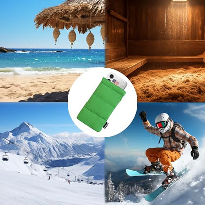 Thermal Phone Case Prevent OVERHEATING in The Sun, Cellphone Pouch for Camping Prevents Freezing, Extends Battery Life, Outdoor Warm Cover Bags for iPhone,Samsung Galaxy (Green) - color: Green