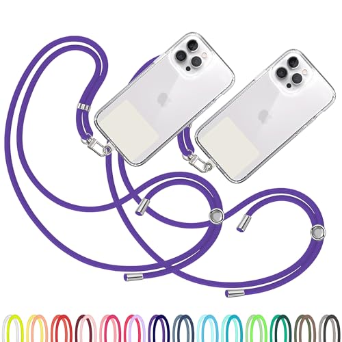 TBOC 2X Cell Phone Lanyard [Purple] - Comfortable Universal Smartphone Lanyard - Easy to Use Neck Phone Holder [White Ice Patch] - Adjustable Length Phone Strap Crossbody - Fits All Mobile Phones - color: Purple