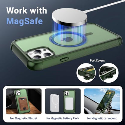 jaroco Magnetic for iPhone 11 Pro Max Case Heavy Duty Protection Army Green | Compatible with MagSafe,Military Grade Drop Protection,Translucent Matte,Non-Slip,Shockproof 2-Layer Durable Bumper Case - color: Army Green, size: iPhone 11 Pro Max