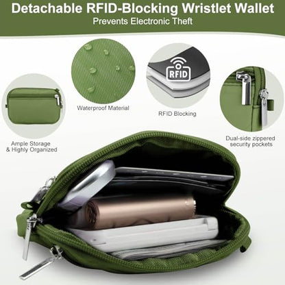 Phone Lanyard Crossbody with Detachable RFID Wallet (Green) - color: Green, size: Medium