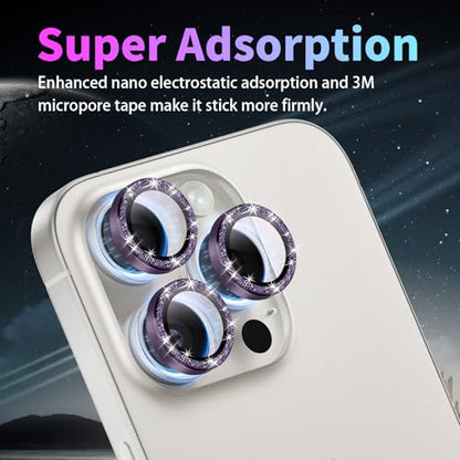 Camera Protector for iPhone 14 Pro/14 Pro Max, Glitter Deep Purple - color: Glitter Deep Purple