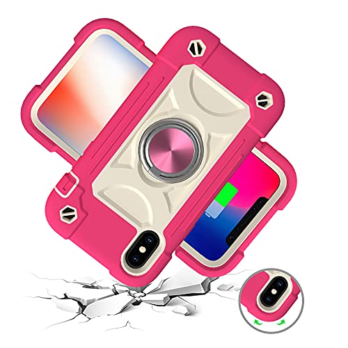 MARKILL Compatible with iPhone XR Case 6.1 Inch with Ring Stand, Heavy-Duty Military Grade Shockproof Phone Cover for iPhone XR 6.1. Hot Pink - color: Hot Pink, size: iPhone XR 6.1"