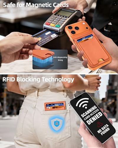 For Magsafe Wallet with Money Clip, 5 Card Holder, Adjustable Stand - color: Sunset Orange