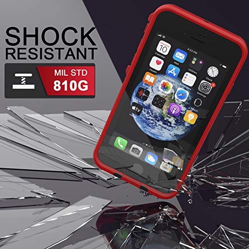 Diverbox for iPhone SE 2020/iPhone 8 Waterproof Case - Shockproof IP68 Full-Body with Screen Protector, Underwater 4.7" Cover (Bright red) - color: Bright red