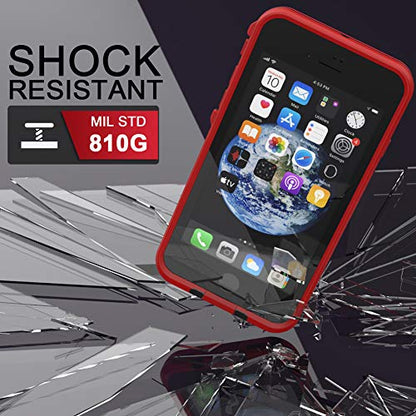 Diverbox for iPhone SE 2020/iPhone 8 Waterproof Case - Shockproof IP68 Full-Body with Screen Protector, Underwater 4.7" Cover (Bright red) - color: Bright red