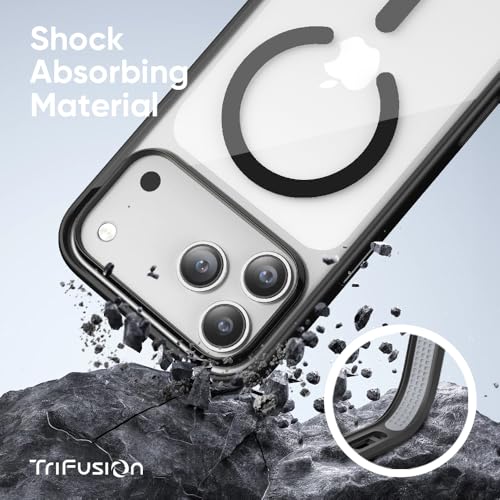 FLOLAB Surtect Tri-Fusion Magnetic for iPhone 17 Pro Case Protective Slim Design Magsafe Compatible Military Grade - Black Clear Black - color: Black Clear Black, size: iPhone 17 Pro