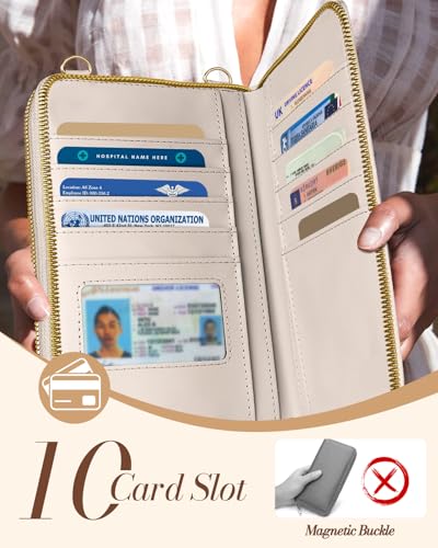 Miss Adola Zipper Cell Phone Purse Crossbody Bag for Women | Zipper Closure, RFID Blocking, Card Slots, Adjustable Shoulder Strap, Cute Small Phone Wallet for Travel and Daily Carry - color: Gold