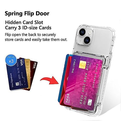 Wallet Case for iPhone 14 with 3 Credit Card Holder Slot Clear | Shockproof Hybrid Heavy Duty Protection Transparent Phone Cover (Clear) - color: Clear, size: iPhone 14