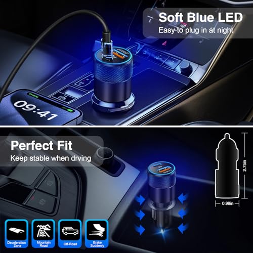 USB C Wall/Car Charger,38W Dual USB-C+USB-A Cigarette Lighter Adapter - color: Black Wall/Car Charger