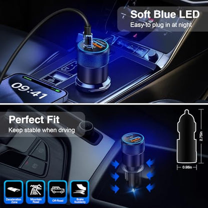 USB C Wall/Car Charger,38W Dual USB-C+USB-A Cigarette Lighter Adapter - color: Black Wall/Car Charger