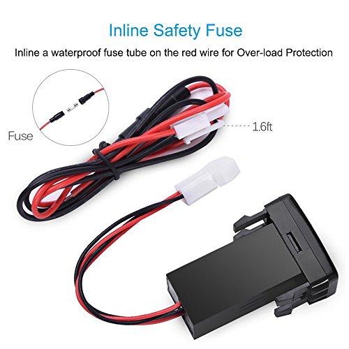 Dual USB Port Charger Socket Quick Charge 3.0 & 2.4A for Toyota - color: QC 3.0 & 2.4A - 1.57*0.87 inch