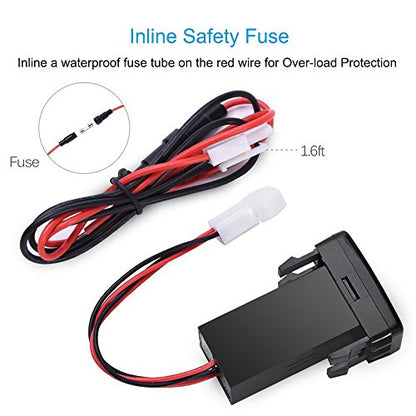 Dual USB Port Charger Socket Quick Charge 3.0 & 2.4A for Toyota - color: QC 3.0 & 2.4A - 1.57*0.87 inch
