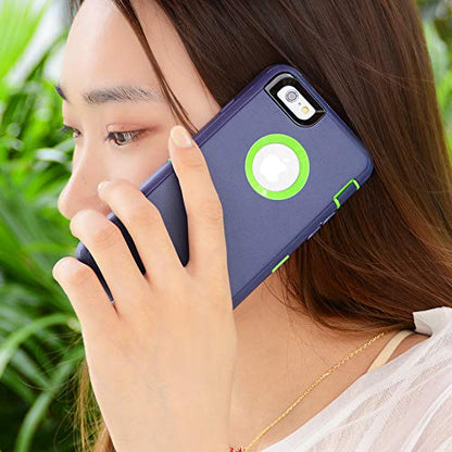 MAXCURY for iPhone 6 Case, for iPhone 6s Case, Heavy Duty Shockproof Series Case with Built-in Screen Protector Compatible with All US Carriers - Navy/Lime - color: Navy/Lime