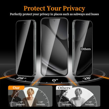 2+2 Pack Privacy Screen Protector for Google Pixel 10Pro XL，2 Anti-Spy Tempered Glass Film+2 Camera Lens Protector, Anti-Scratch, 9H Hardness，Compatible phone cases，High definition