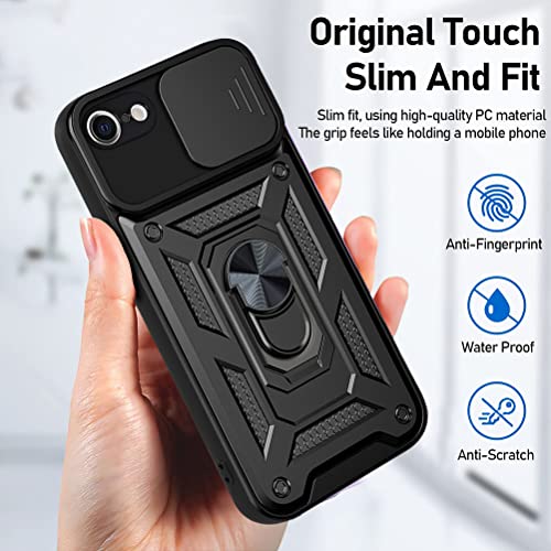 RKINC Case for iPhone SE 3 2, iPhone 7, 8 Case with Slide Camera Cover & Rotated Ring Kickstand Military Grade Shockproof with Magnetic Car Mount Holder Cover, Red - color: Red, size: iPhone SE 3 2, iPhone 7, 8