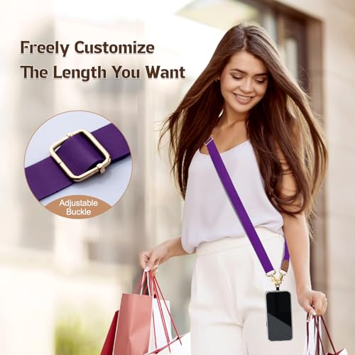 TiMOVO Phone Lanyard Crossbody Wrist Strap, Adjustable Anti-Theft Phone Strap for All Phone Case, lanyard for Women and Men - color: Purple