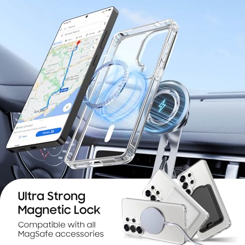 Magnetic for Samsung Galaxy S26 Ultra Wallet Case with Card Holder﻿ | Compatible with MagSafe, Shockproof Phone Cover with Detachable RFID Blocking Card Slot, Clear & Black - color: Clear with Black, size: S26 Ultra 6.9"