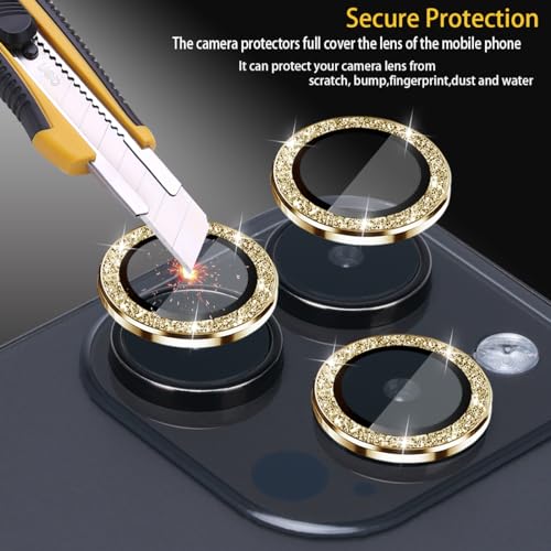 Camera Lens Protector for iPhone 14 Pro/14 Pro Max, Glitter Gold - color: Glitter Gold
