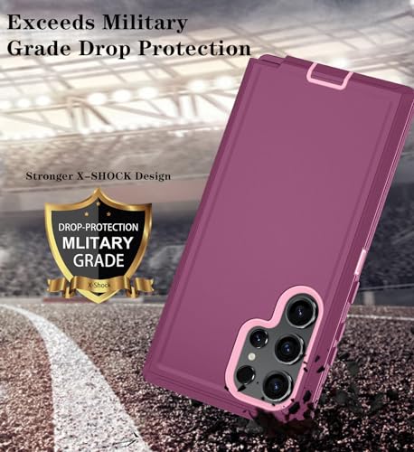 ONOLA Compatible with Samsung Galaxy S24 Ultra Case with HD Screen Protector, Heavy Duty Shockproof & Dropproof 3-Layer Cover Phone Case,WineRedPink - color: WineRedPink, size: Galaxy S24 Ultra 6.8"