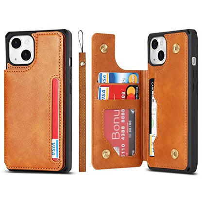 Cavor for iPhone 14 Wallet Case with Card Holder for Women, Light Brown - color: B-Light brown