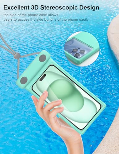 wellhouse Waterproof Phone Pouch, Waterproof Phone Case for iPhone17 16 15 14 Pro Max XS Samsung, IPX8 3D Cellphone Dry Bag Beach Essentials -2 Pack -Duke Black & Green 7.0" - color: 2 Pack - Duke Black & Green 7.0"