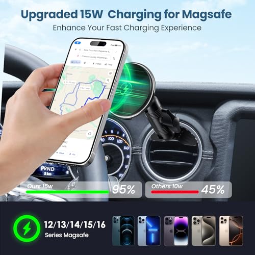 Wireless Charging Magnetic Vent Phone Mount for Jeep Wrangler 2018-2023 - style: Magnetic Charging