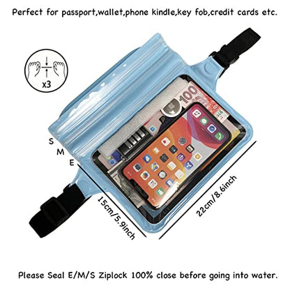 Waterproof Waist Pouch Dry Belt Bag Fanny Pack Keep Your Key Fob Wallet Kindle Phone Dry Perfect For Swim Surf Snorkel(Blue) - color: Blue