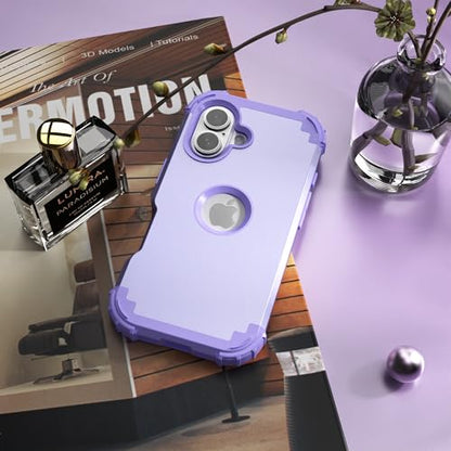 IDweel for iPhone 17 Case with Screen Protector, 3 in 1 Shockproof Slim Fit Hybrid Heavy Duty Hard PC Cover Soft Silicone Bumper Full Body Anti-Fingerprint Case, Purple - color: Purple