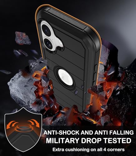 KECAI for iPhone 16 Case with Belt Clip Holster,2X Screen Protectors,Heavy Duty Shockproof Drop Protection Military Grade 3 Layers Full Covered Rugged Durable Phone Cover with Kickstand 6.1“ (Black) - color: Black w Clip