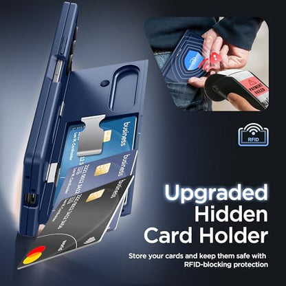TONGATE Wallet for Z Fold 7 Case with Privacy Screen Protector, Blue - color: Blue