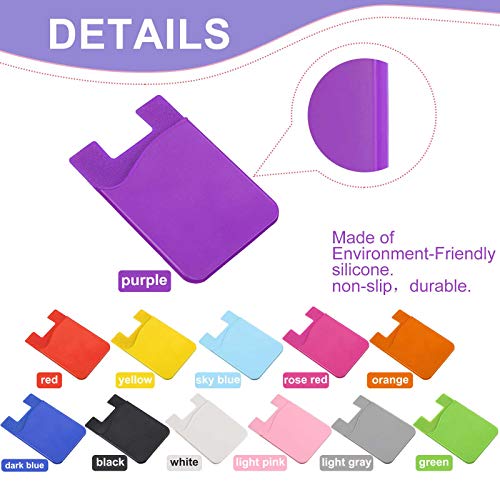 Frienda 24 Pcs Phone Card Holder Adhesive Silicone Wallet, Lovely Color - color: Lovely Color
