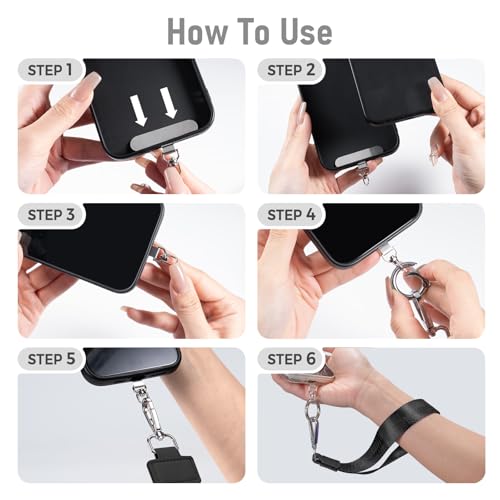 Tiostep Clip and Go Strap for Phone with Wallet Crossbody Phone Lanyard Adjustable and Detachable RFID Wristlet Wallet (Black White Checkered, Large) - color: Black White Checkered, size: Large